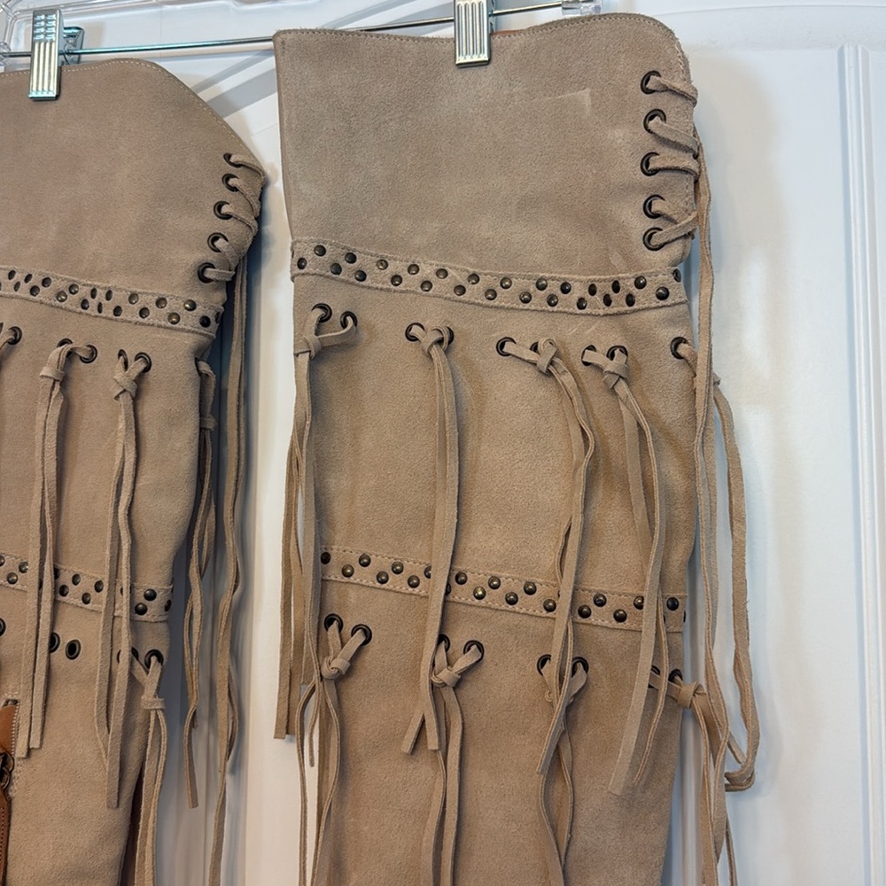 Dingo (witchy woman)Tan Suede Fringe over the knee Boots sz 9 - Picture 3 of 8
